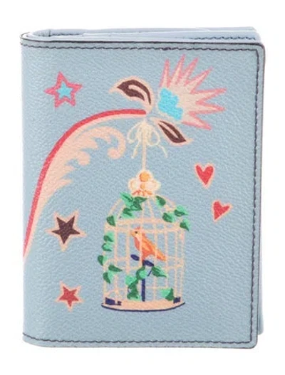 Pre-owned Etro Leather Printed Bifold Wallet In Blue