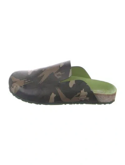 Pre-owned Etro Leather Printed Slippers In Green