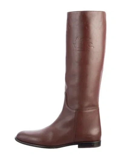 Pre-owned Etro Leather Riding Boots In Brown