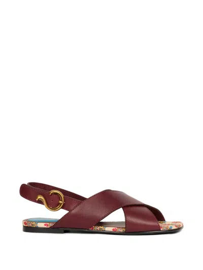 Etro Leather Sandals In Red