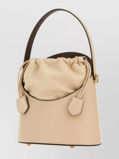 Etro Ivory Leather Saturno Bucket Bag In Cream