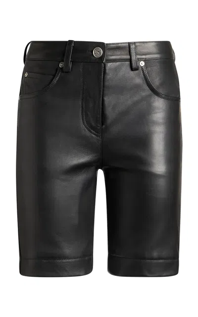 Etro Leather Shorts In Black