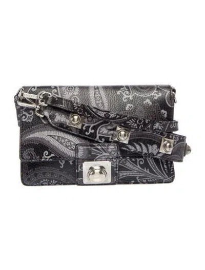 Pre-owned Etro Leather Shoulder Bag In Black