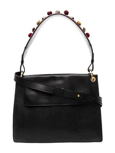 Pre-owned Etro Leather Shoulder Bag In Black