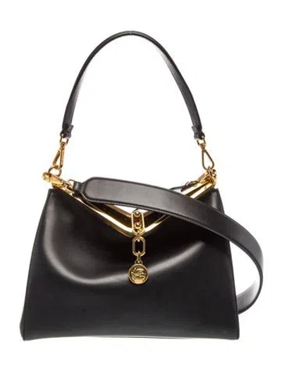 Pre-owned Etro Leather Shoulder Bag In Black
