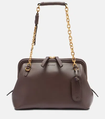 Etro Leather Shoulder Bag In Brown