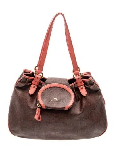 Pre-owned Etro Leather Shoulder Bag In Brown