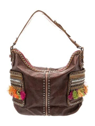 Pre-owned Etro Leather Shoulder Bag In Brown