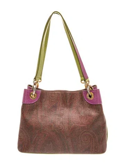 Pre-owned Etro Leather Shoulder Bag In Brown