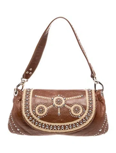 Pre-owned Etro Leather Shoulder Bag In Brown