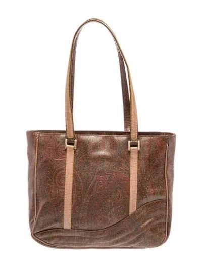 Pre-owned Etro Leather Shoulder Bag In Brown
