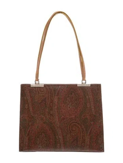 Pre-owned Etro Leather Shoulder Bag In Brown