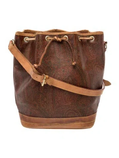 Pre-owned Etro Leather Shoulder Bag In Brown