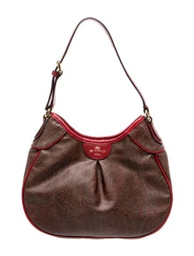 Pre-owned Etro Leather Shoulder Bag In Brown