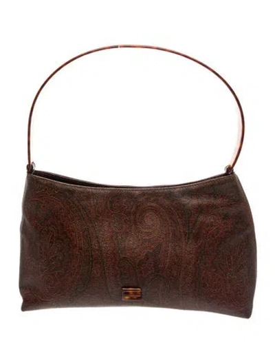 Pre-owned Etro Leather Shoulder Bag In Brown