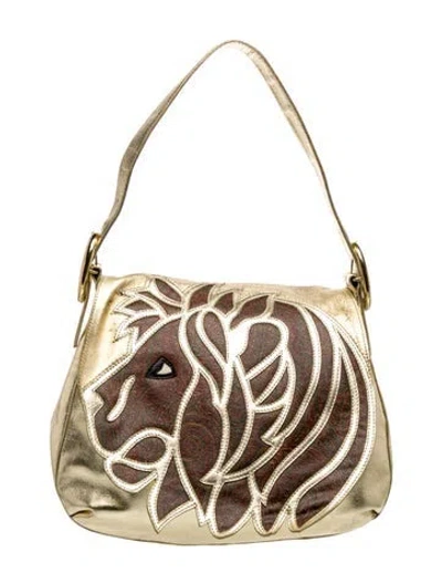 Pre-owned Etro Leather Shoulder Bag In Gold/metallic