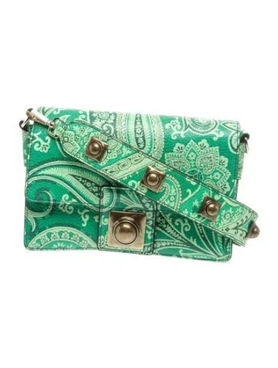 Pre-owned Etro Leather Shoulder Bag In Green