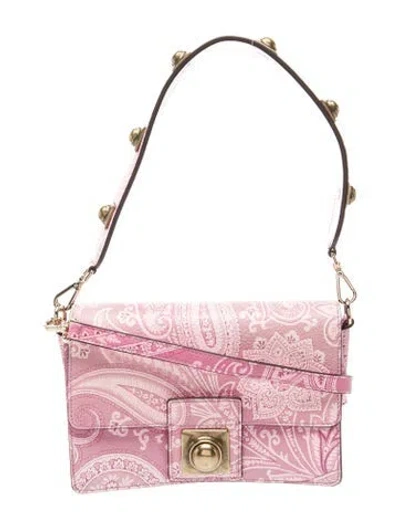 Pre-owned Etro Leather Shoulder Bag In Pink