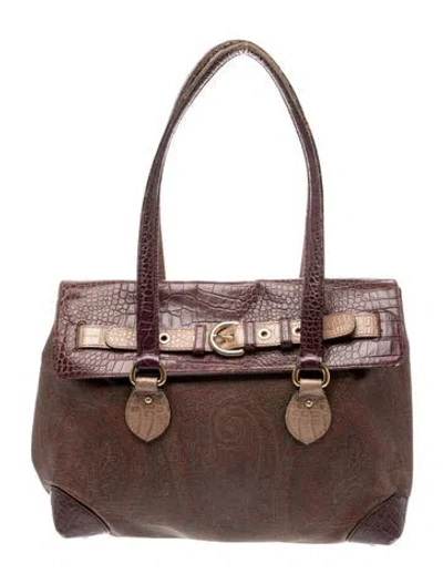 Pre-owned Etro Leather Shoulder Bag In Purple