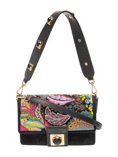 Pre-owned Etro Leather Shoulder Bag W/ Tags In Black