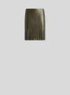 Etro , Leather Skirt With Fringing, Woman, Dark Green, Size 38