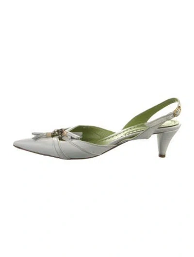 Pre-owned Etro Leather Slingback Pumps In White