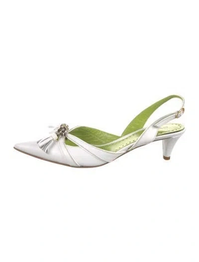 Pre-owned Etro Leather Slingback Pumps In White