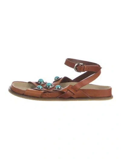 Pre-owned Etro Leather Studded Accents Gladiator Sandals In Brown