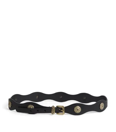 Etro Leather Studded Belt In Brown