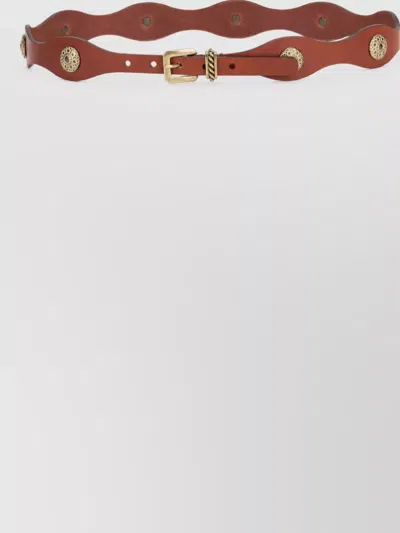 Etro Leather Studded Belt In Green