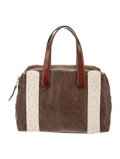 Pre-owned Etro Leather Top Handle Bag In Brown