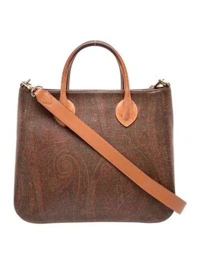 Pre-owned Etro Leather Top Handle Bag In Brown