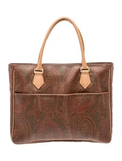 Pre-owned Etro Leather Top Handle Bag In Brown