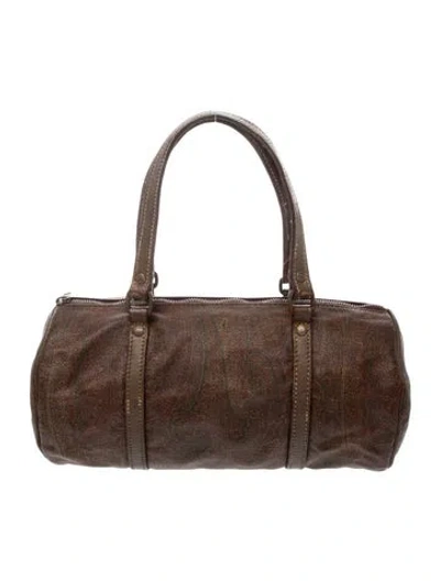 Pre-owned Etro Leather Top Handle Bag In Brown