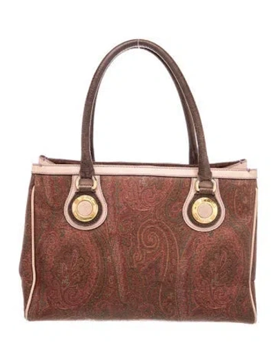 Pre-owned Etro Leather Top Handle Bag In Brown