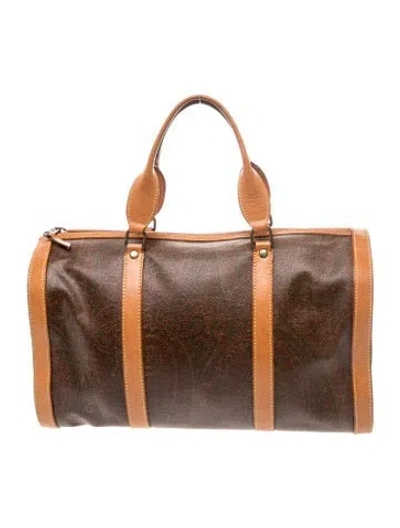 Pre-owned Etro Leather Top Handle Bag In Brown