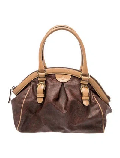 Pre-owned Etro Leather Top Handle Bag In Brown