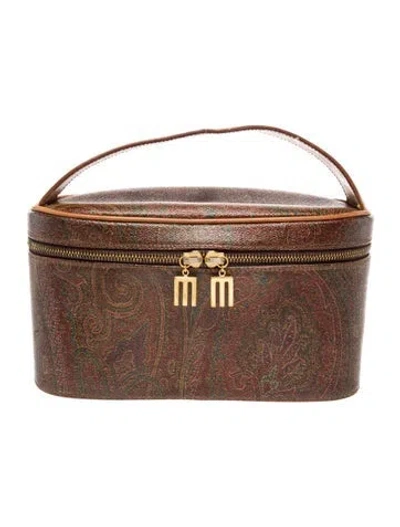 Pre-owned Etro Leather Top Handle Bag In Brown