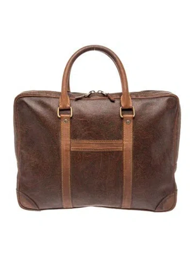 Pre-owned Etro Leather Top Handle Bag In Brown