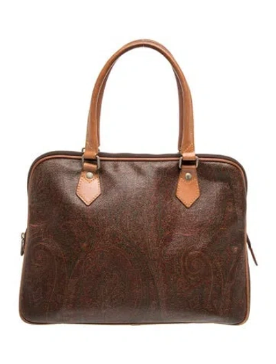 Pre-owned Etro Leather Top Handle Bag In Brown