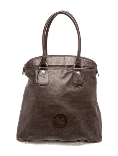 Pre-owned Etro Leather Top Handle Bag In Brown