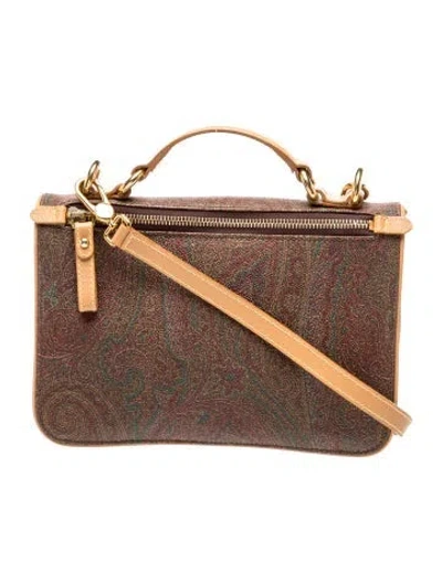 Pre-owned Etro Leather Top Handle Bag In Brown/neutrals