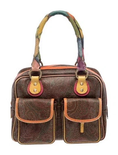 Pre-owned Etro Leather Top Handle Bag In Multi