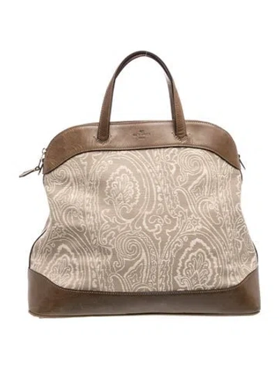 Pre-owned Etro Leather Top Handle Bag In Neutral