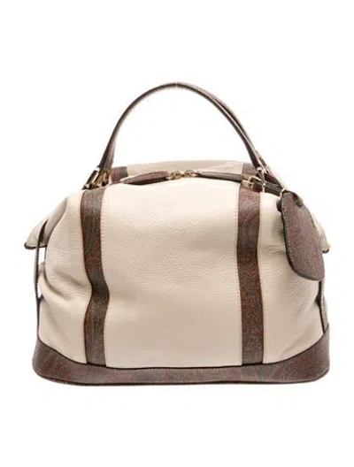 Pre-owned Etro Leather Top Handle Bag In Neutrals