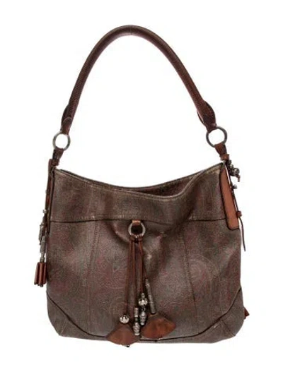 Pre-owned Etro Leather Top Handle Bag In Red