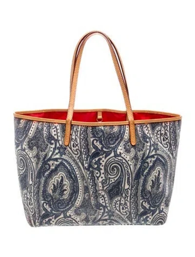 Pre-owned Etro Leather Tote In Blue