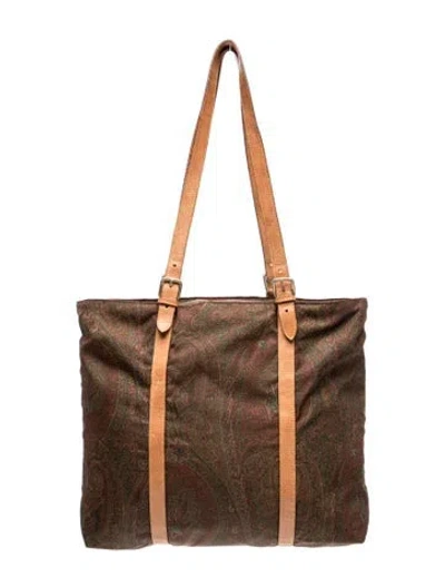 Pre-owned Etro Leather Tote In Brown