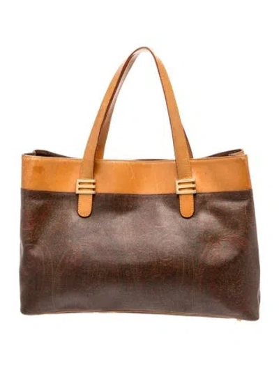 Pre-owned Etro Leather Tote In Brown