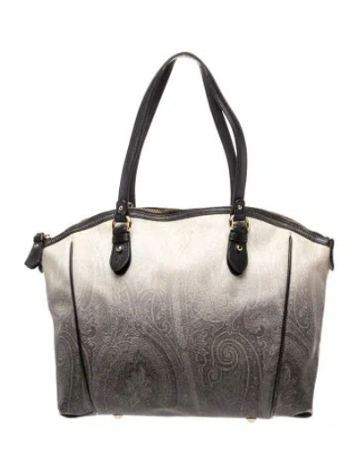 Pre-owned Etro Leather Tote In Gray